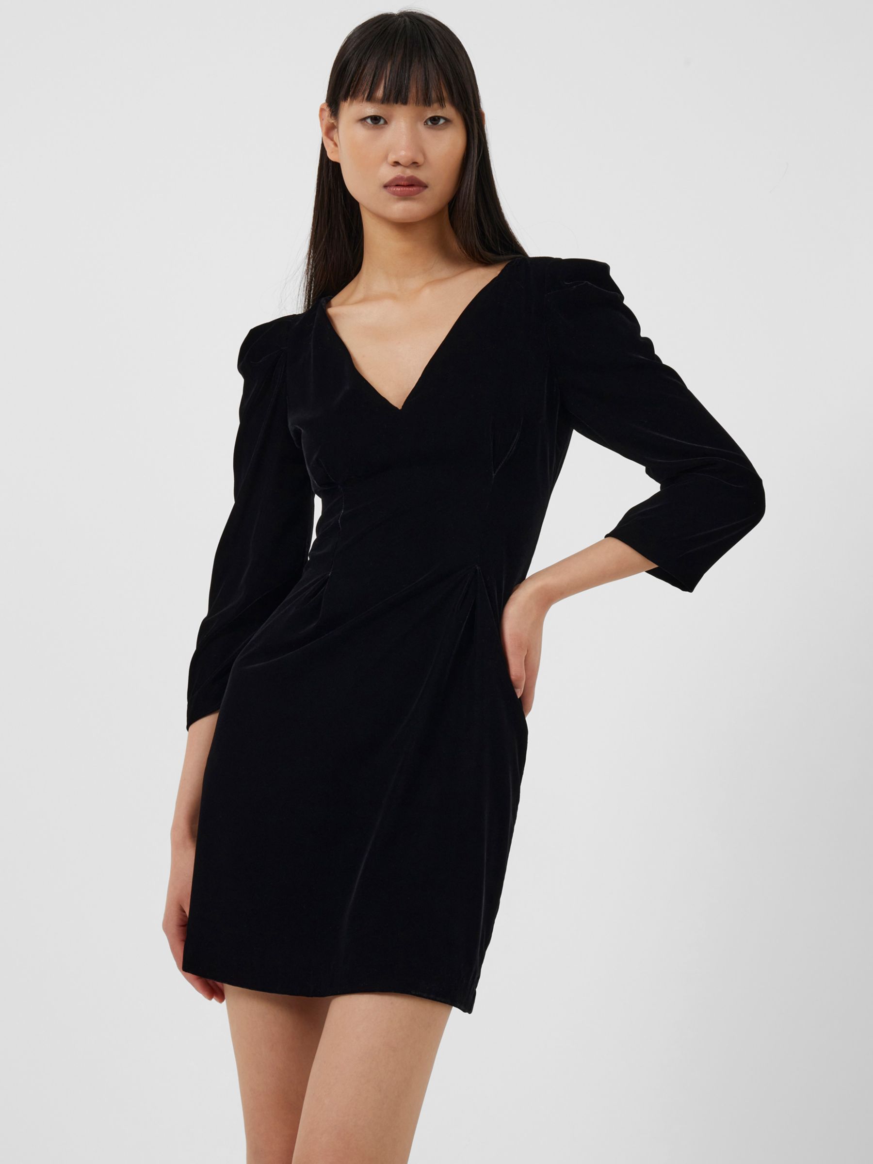French Connection Ilavia Velvet Mini Dress, Black
