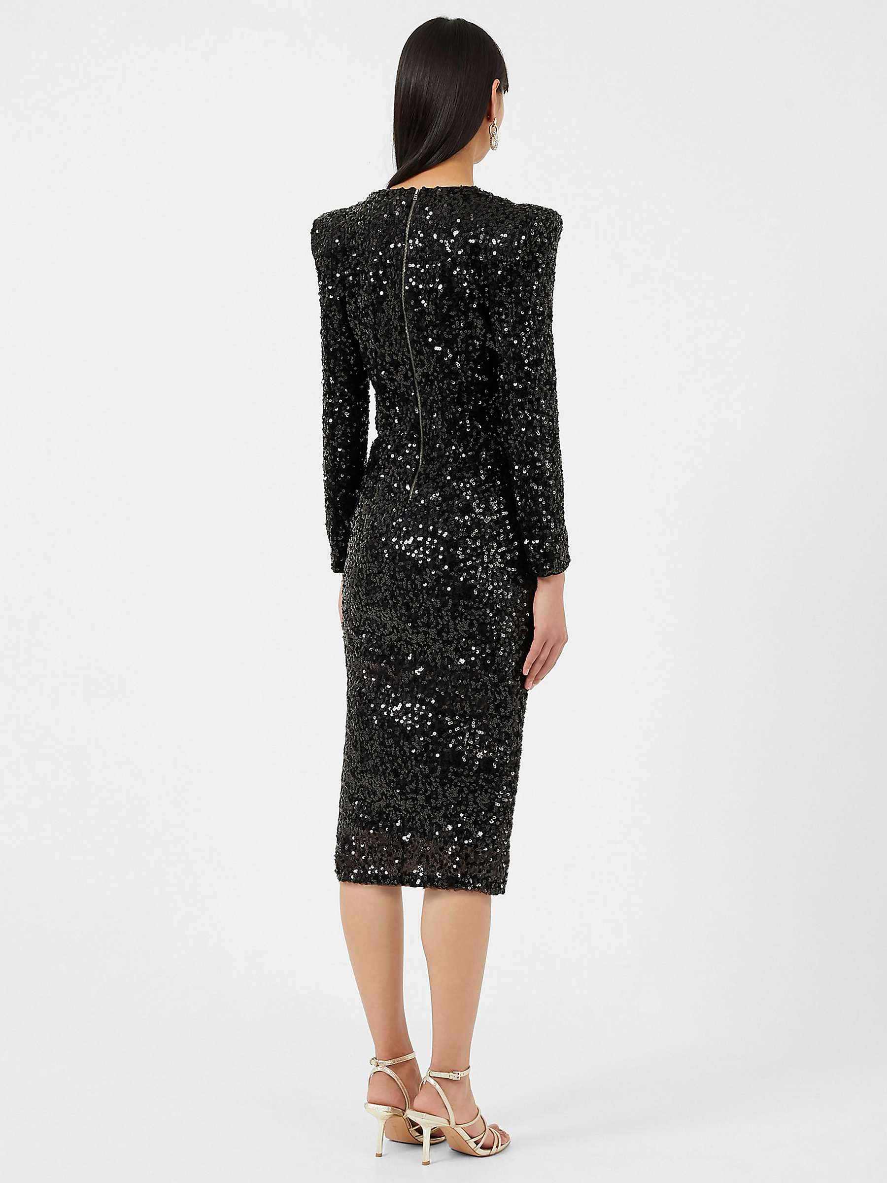 French Connection Samantha Sequin Dress, Black at John Lewis & Partners