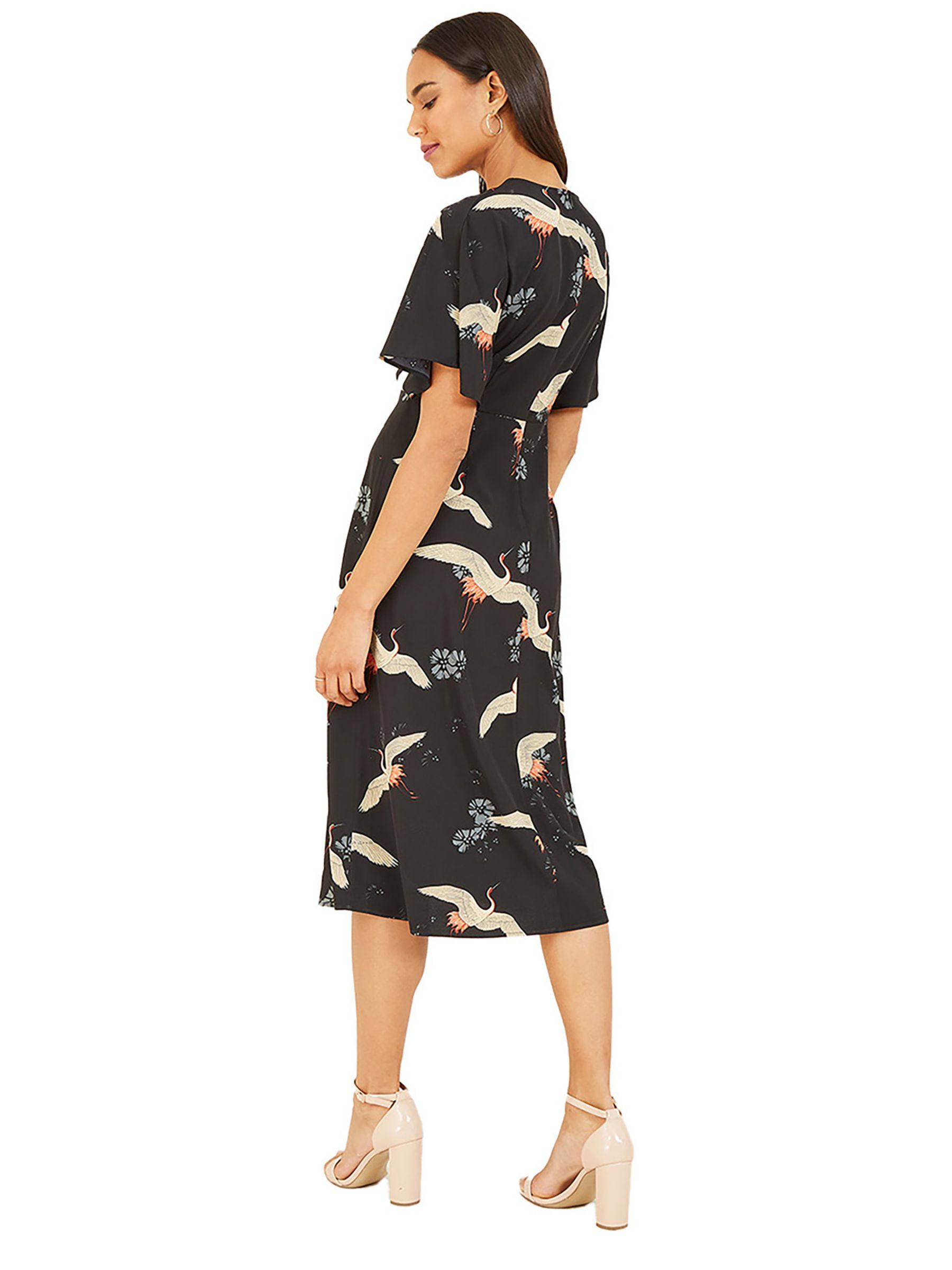 Buy Yumi Crane Print Midi Dress, Black/Multi Online at johnlewis.com