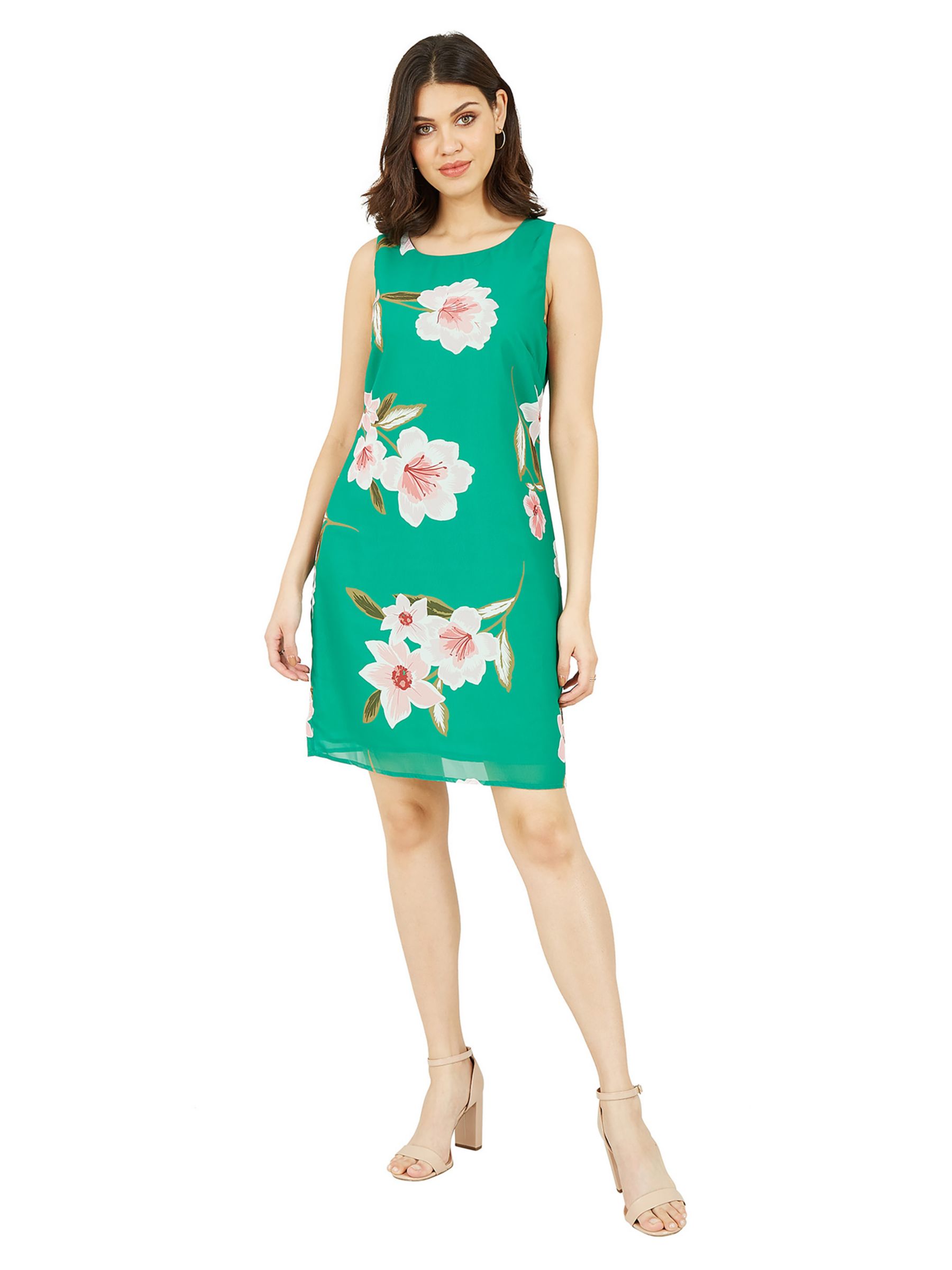 Yumi Floral Print Sleeveless Shift Dress, Green, 8
