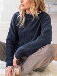 Celtic & Co. Felted Funnel Neck Jumper, Navy/White