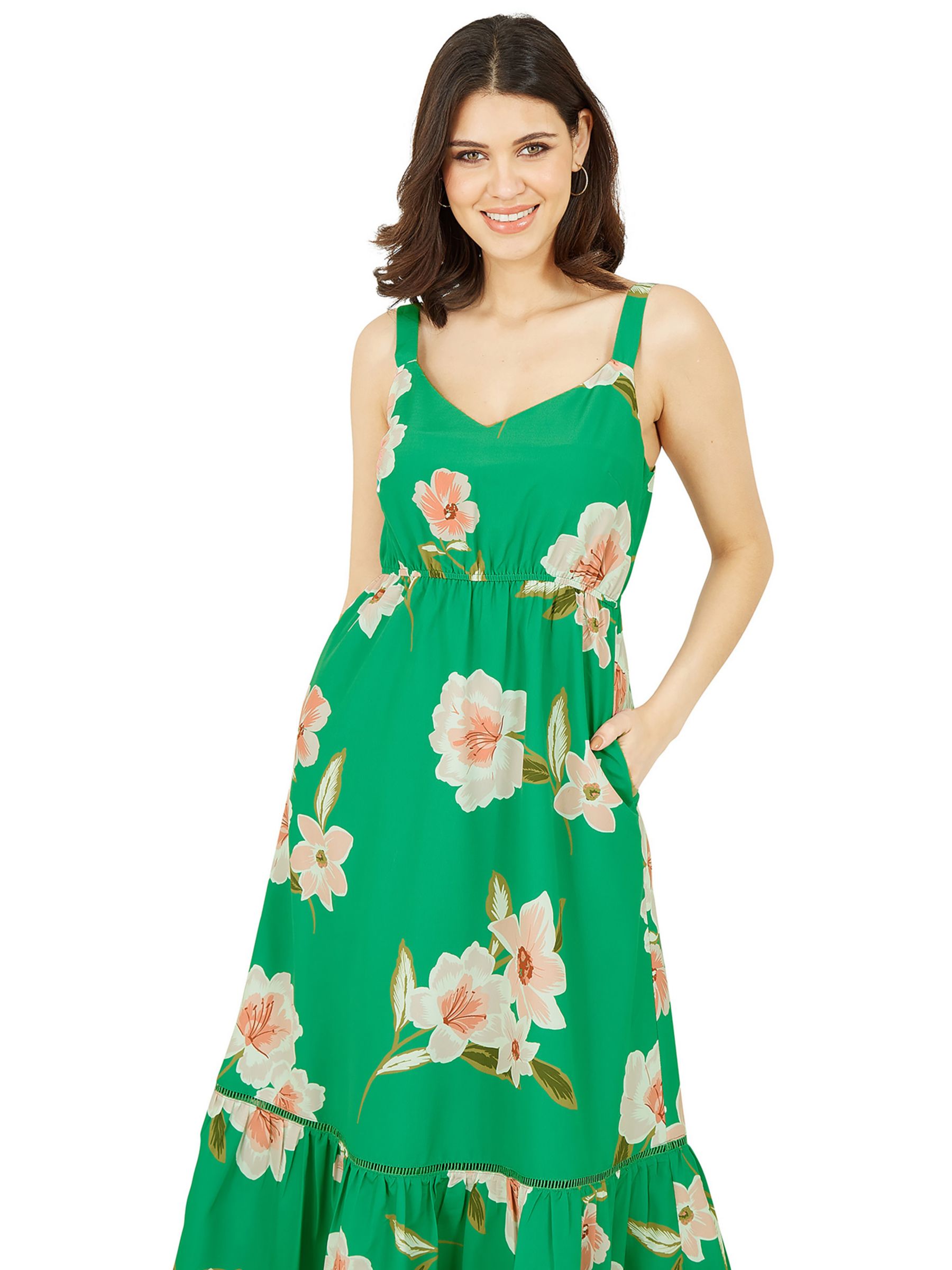 Yumi Floral Print Maxi Dress, Green, 8
