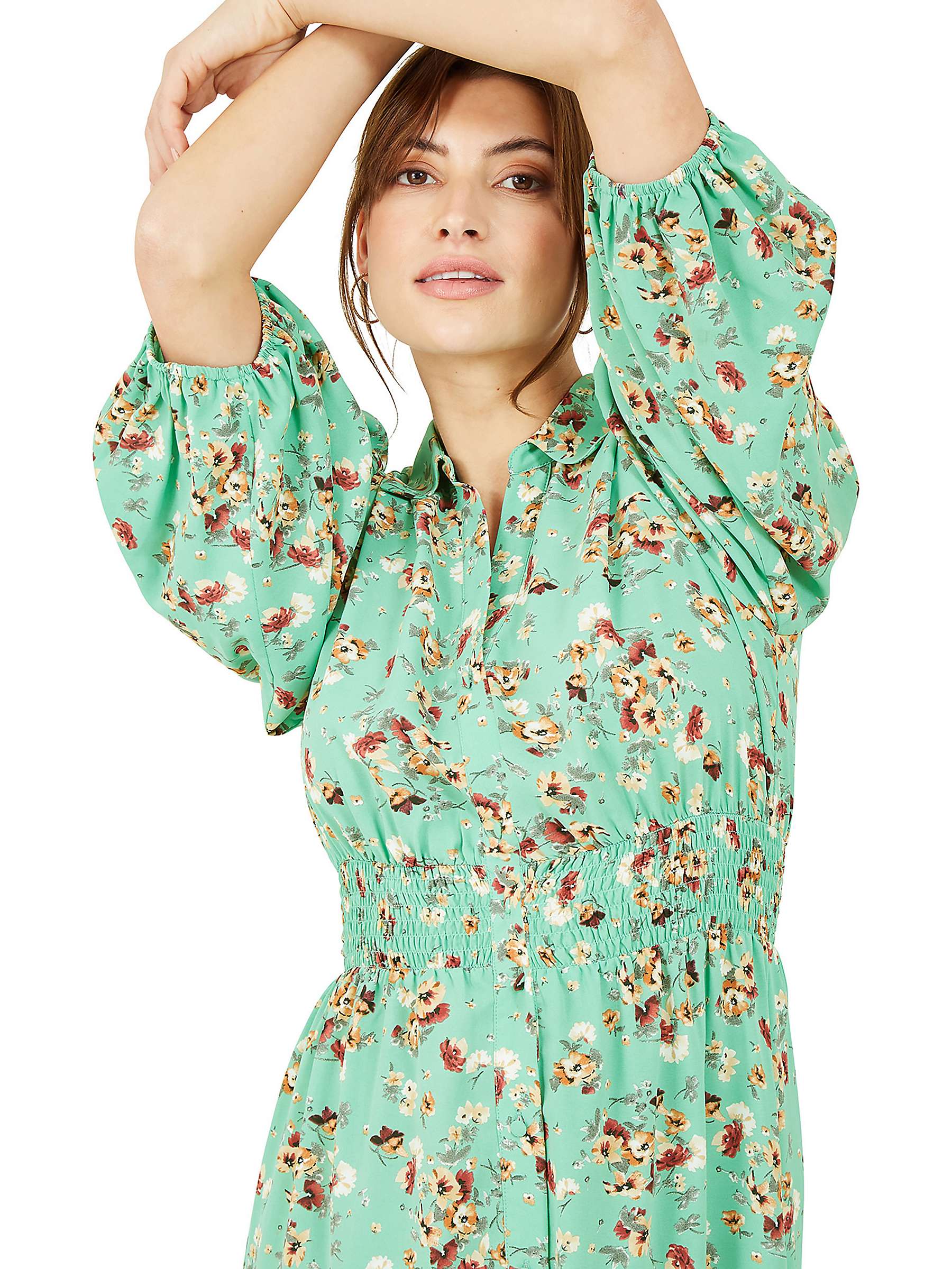 Buy Yumi Floral Print Balloon Sleeve Midi Shirt Dress Online at johnlewis.com