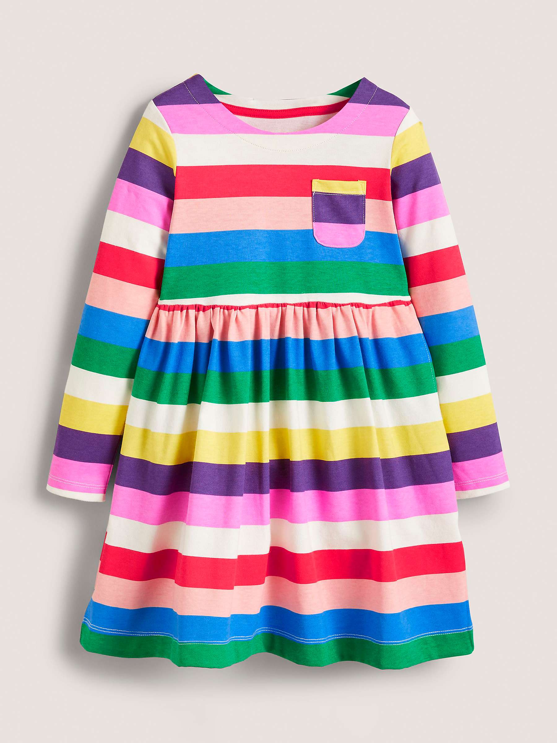 Mini Boden Kids' Rainbow Stripe Fun Jersey Dress, Multi at John Lewis &  Partners