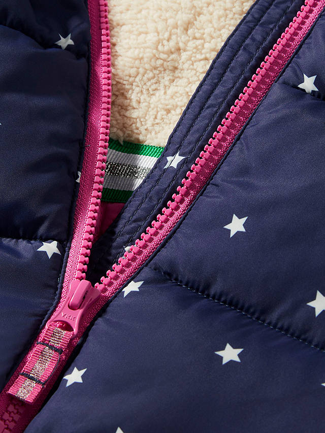 Mini Boden Kids' Confetti Star Quilted Jacket, Navy at John Lewis & Partners