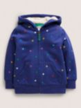 Mini Boden Kids' Confetti Star Shaggy-Lined Hoodie, Blue