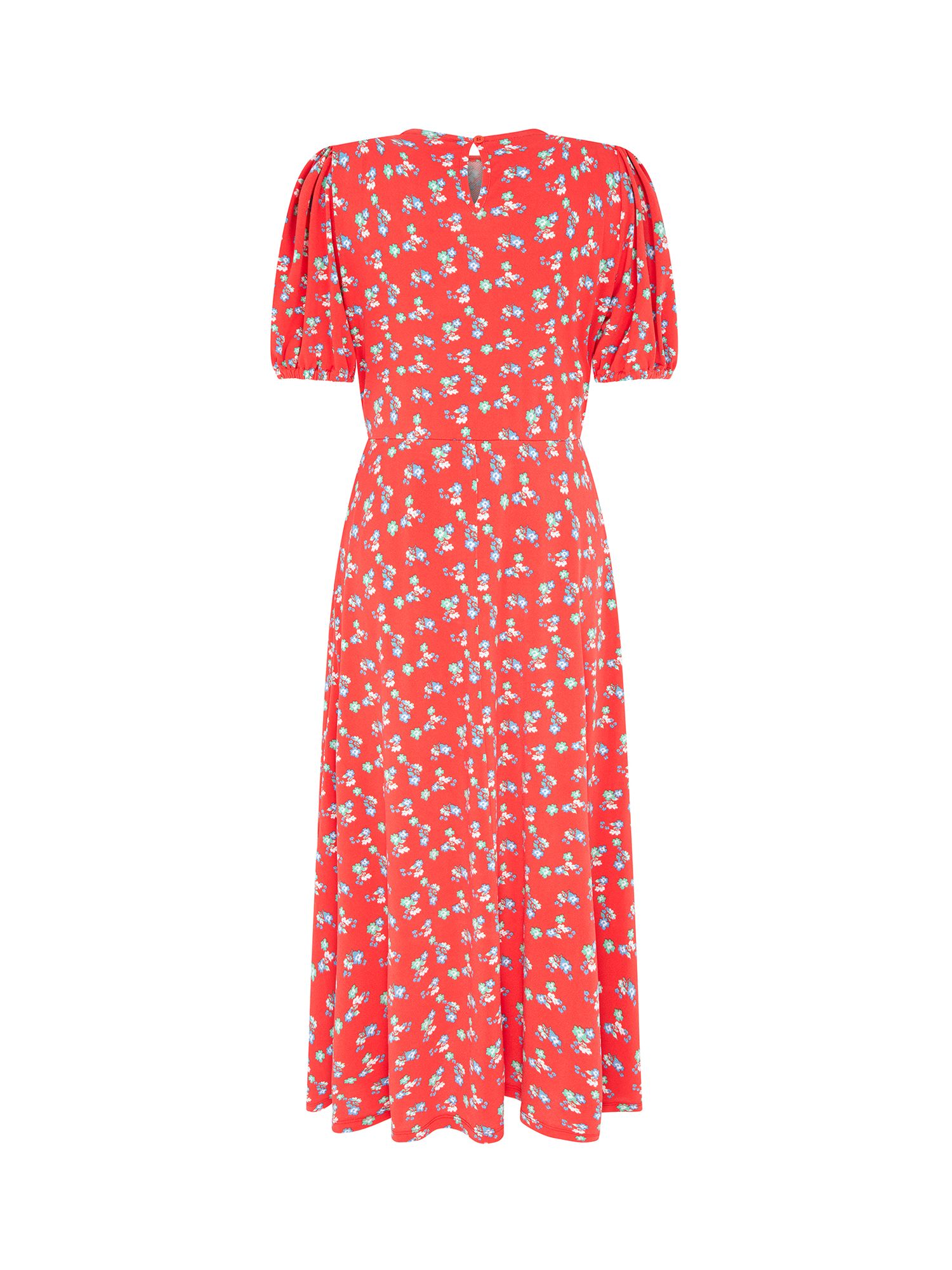 Finery Mya Short Sleeve Jersey Midi Dress, Red Bloom at John Lewis ...