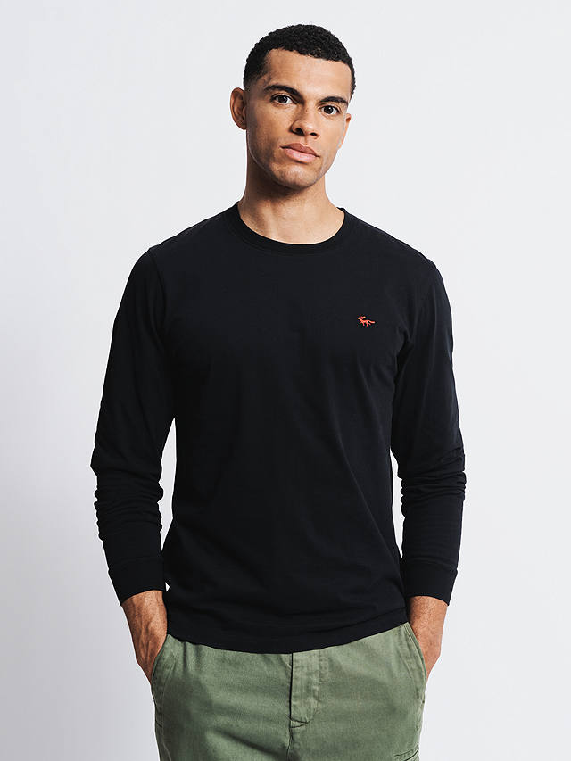 Aubin Buttermere Long Sleeve Cotton Logo T-Shirt, Black