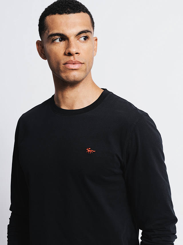 Aubin Buttermere Long Sleeve Cotton Logo T-Shirt, Black