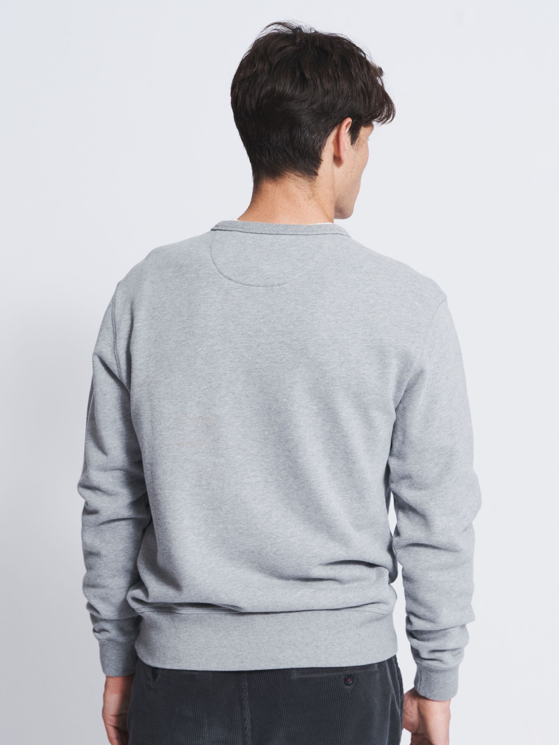 Aubin Vestry Crew Neck Cotton Sweatshirt, Grey Marl, XS