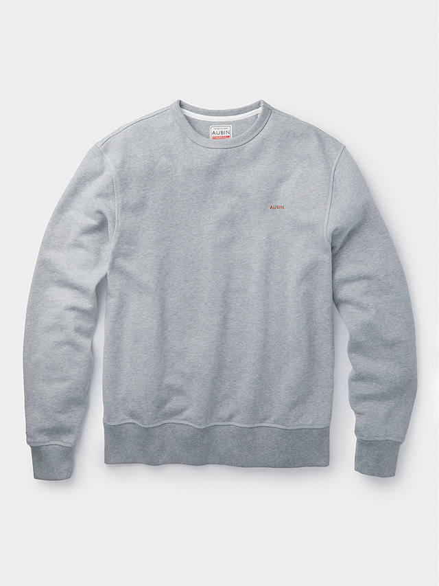 Aubin Vestry Crew Neck Cotton Sweatshirt, Grey Marl