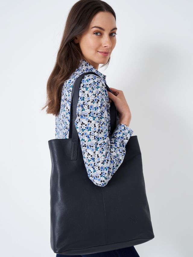 Crew Clothing Lily Leather Tote Bag, Navy Blue, One Size