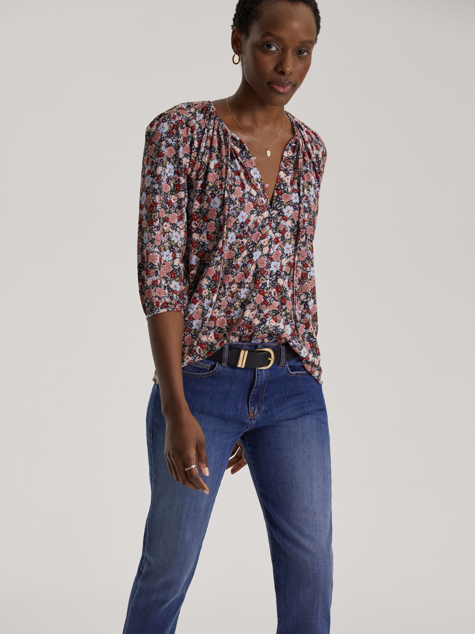 Baukjen Nalini Floral Blouse, Blue Wildflower