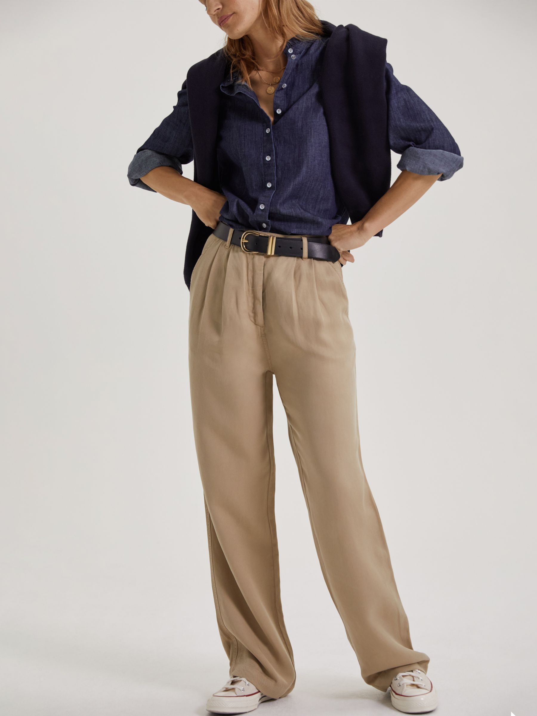 Baukjen Lianne Linen Blend Trousers, Sand at John Lewis & Partners