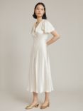 Ghost Grace Satin Swing Midi Dress, Ivory