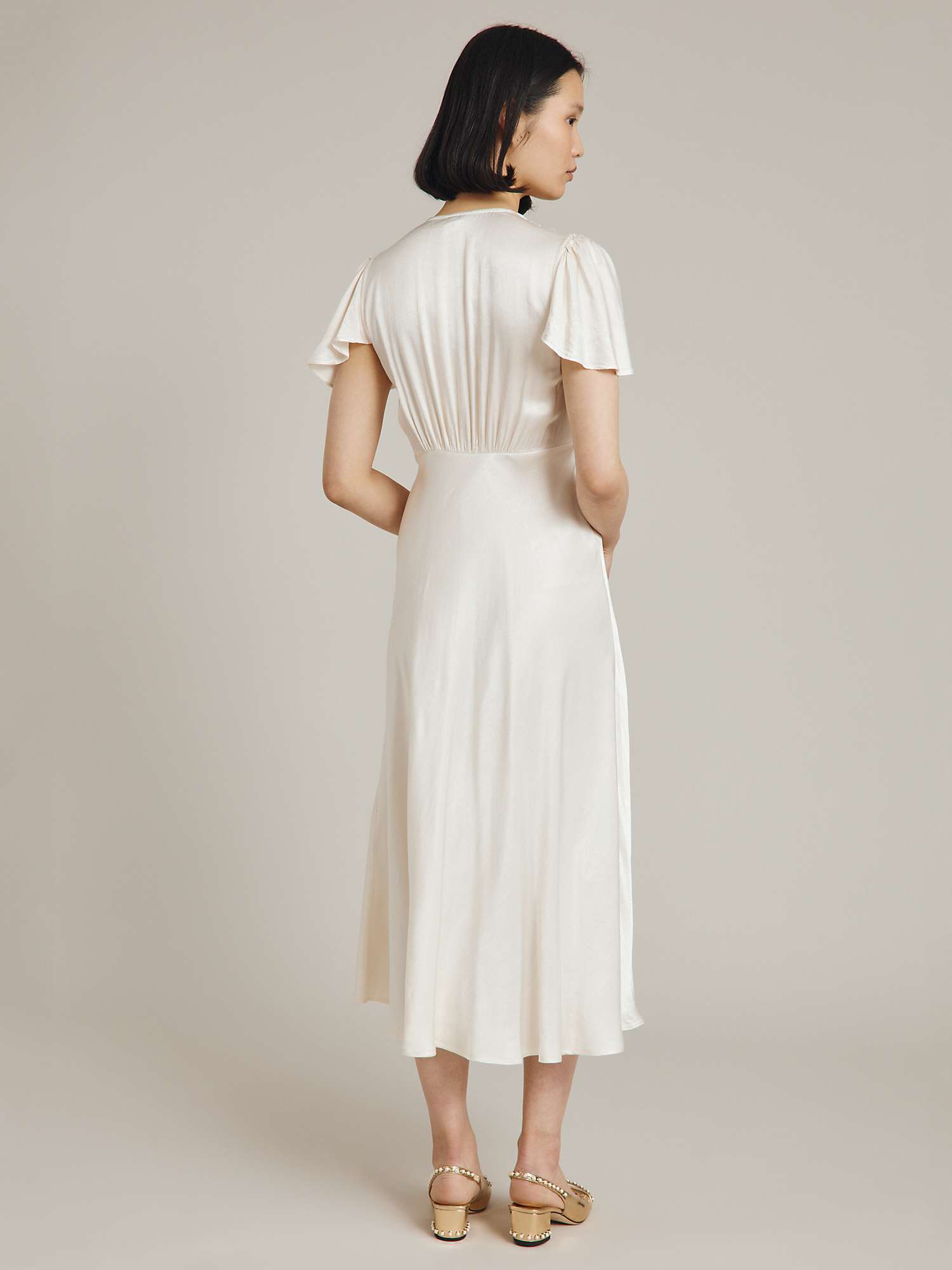 Buy Ghost Grace Satin Swing Midi Dress Online at johnlewis.com