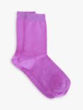 John Lewis Plain Wool Mix Ankle Socks, Pack of 2, Lilac