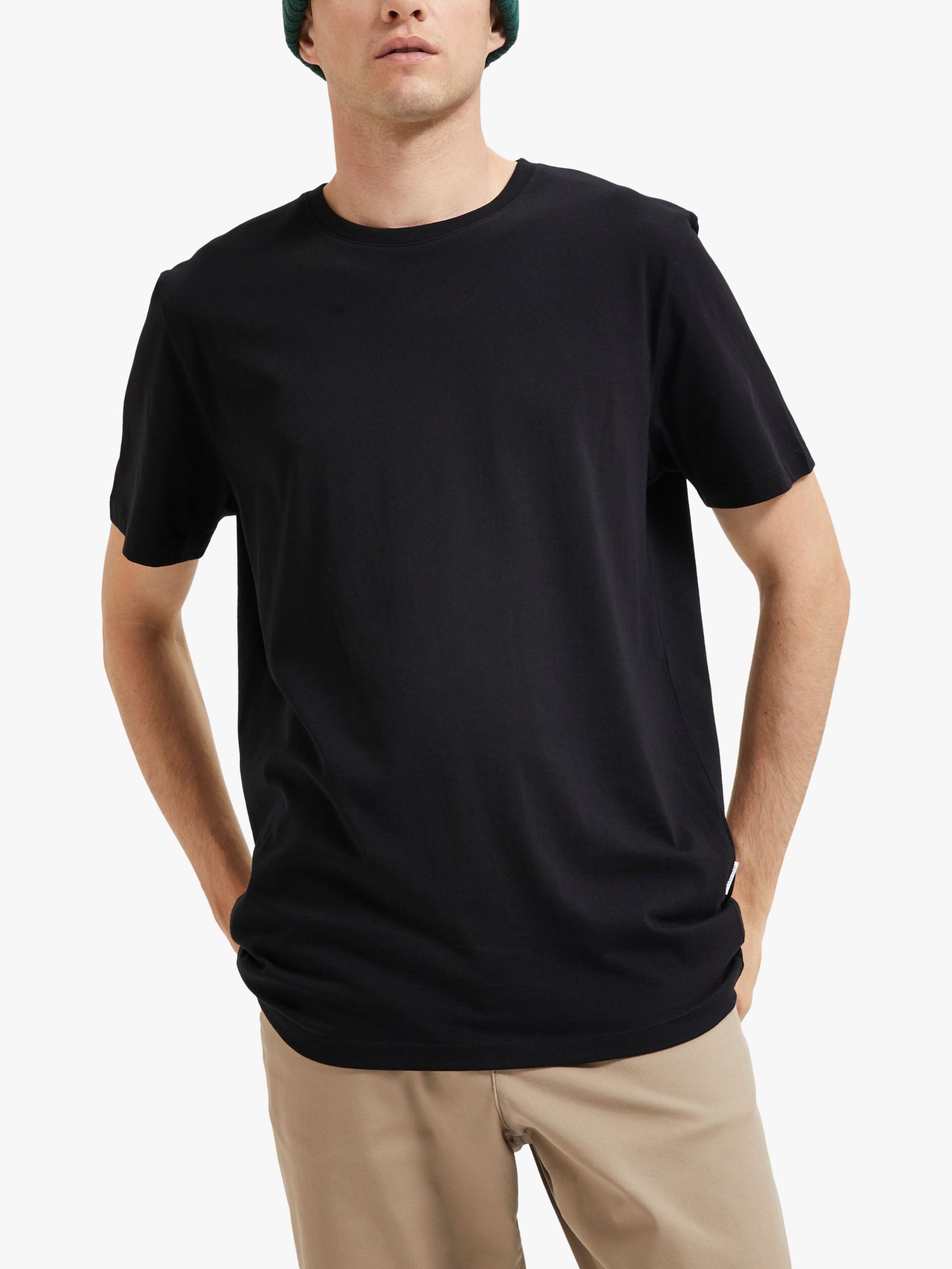 SELECTED HOMME Organic Cotton T-Shirt, Black, S