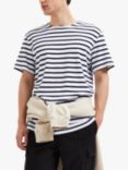 SELECTED HOMME Stripe Organic Cotton T-Shirt, Bright White