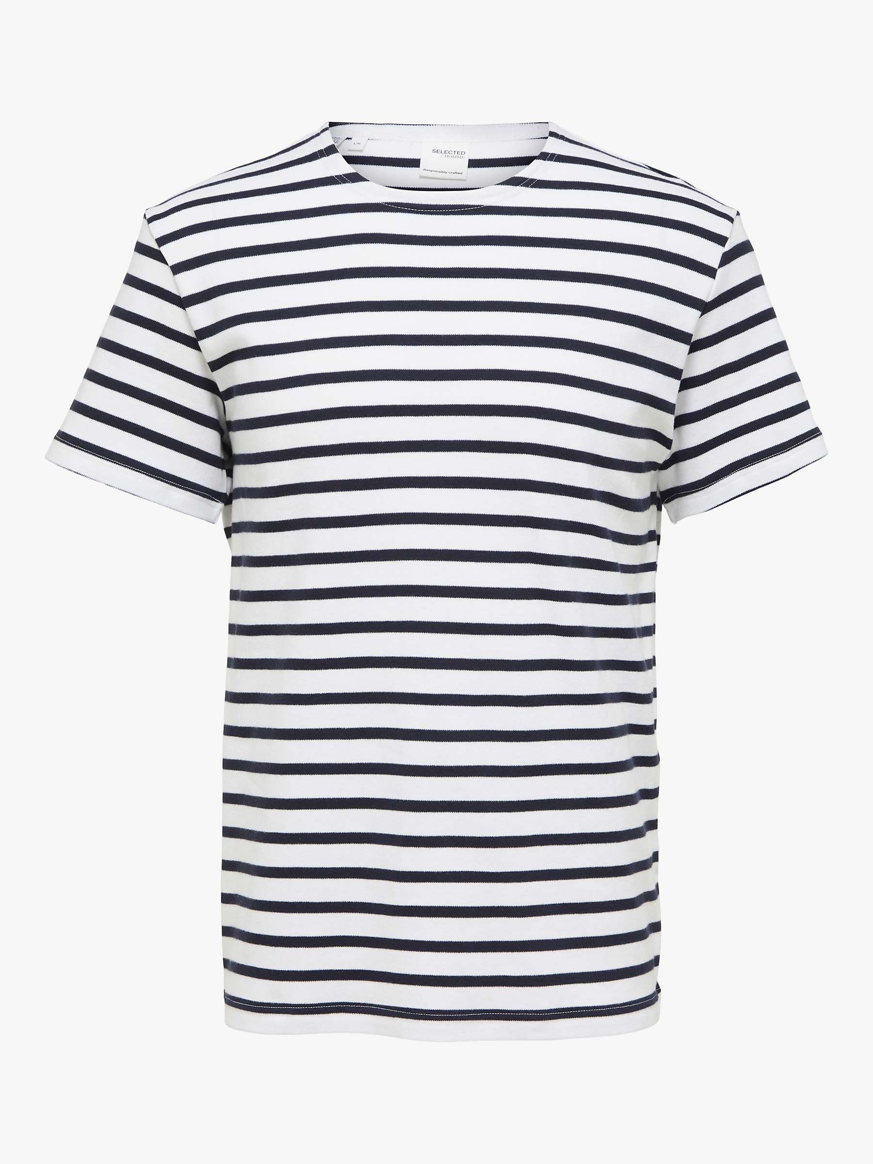 Buy SELECTED HOMME Stripe Organic Cotton T-Shirt Online at johnlewis.com