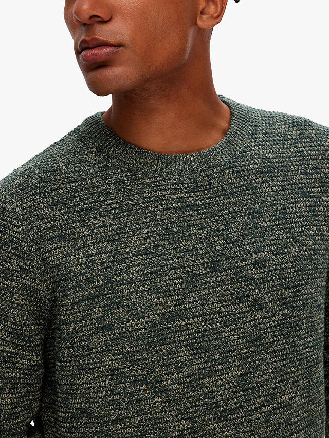 SELECTED HOMME Organic Cotton Bubble Stitch Jumper, Green Gables