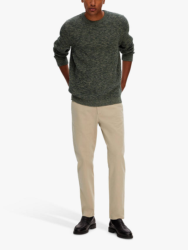 SELECTED HOMME Organic Cotton Bubble Stitch Jumper, Green Gables
