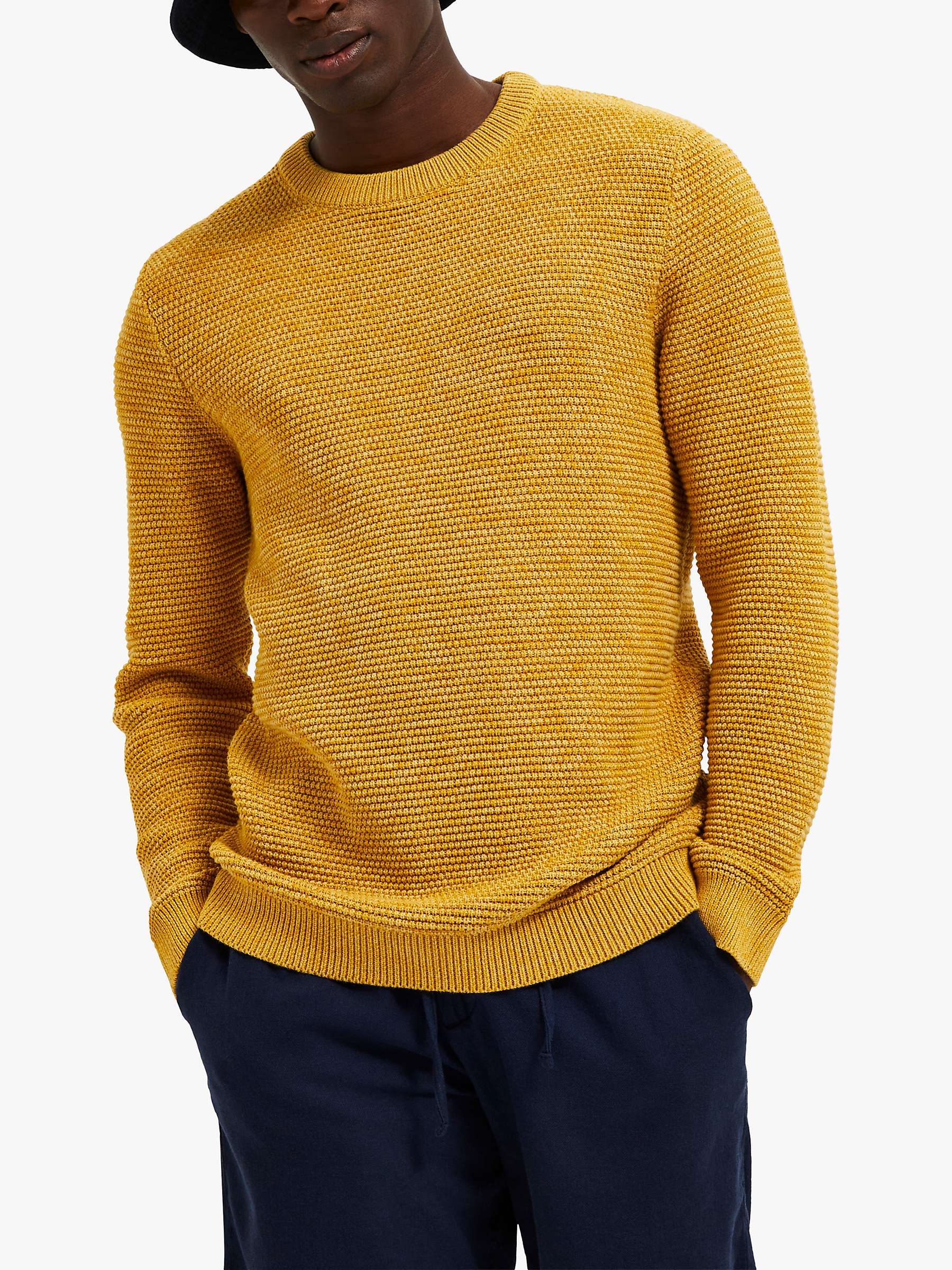 SELECTED HOMME Organic Cotton Bubble Stitch Jumper, Cocoon at John ...