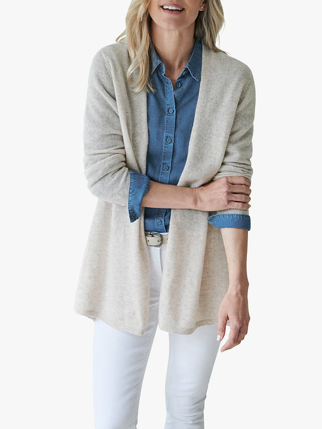 Pure Collection Gassato Cashmere Swing Cardigan, Marble Grey