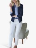 Pure Collection Edge to Edge Wool Cashmere Blend Cardigan, Navy