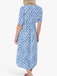Pure Collection Spot Print V-Neck Midi Dress, Tonal Blue