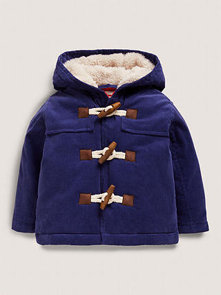 Mini Boden Baby Plain Corduroy Duffle Coat, Starboard Blue