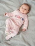 Mini Boden Baby Sister Stripe Sleepsuit, Ivory/Dusty Pink