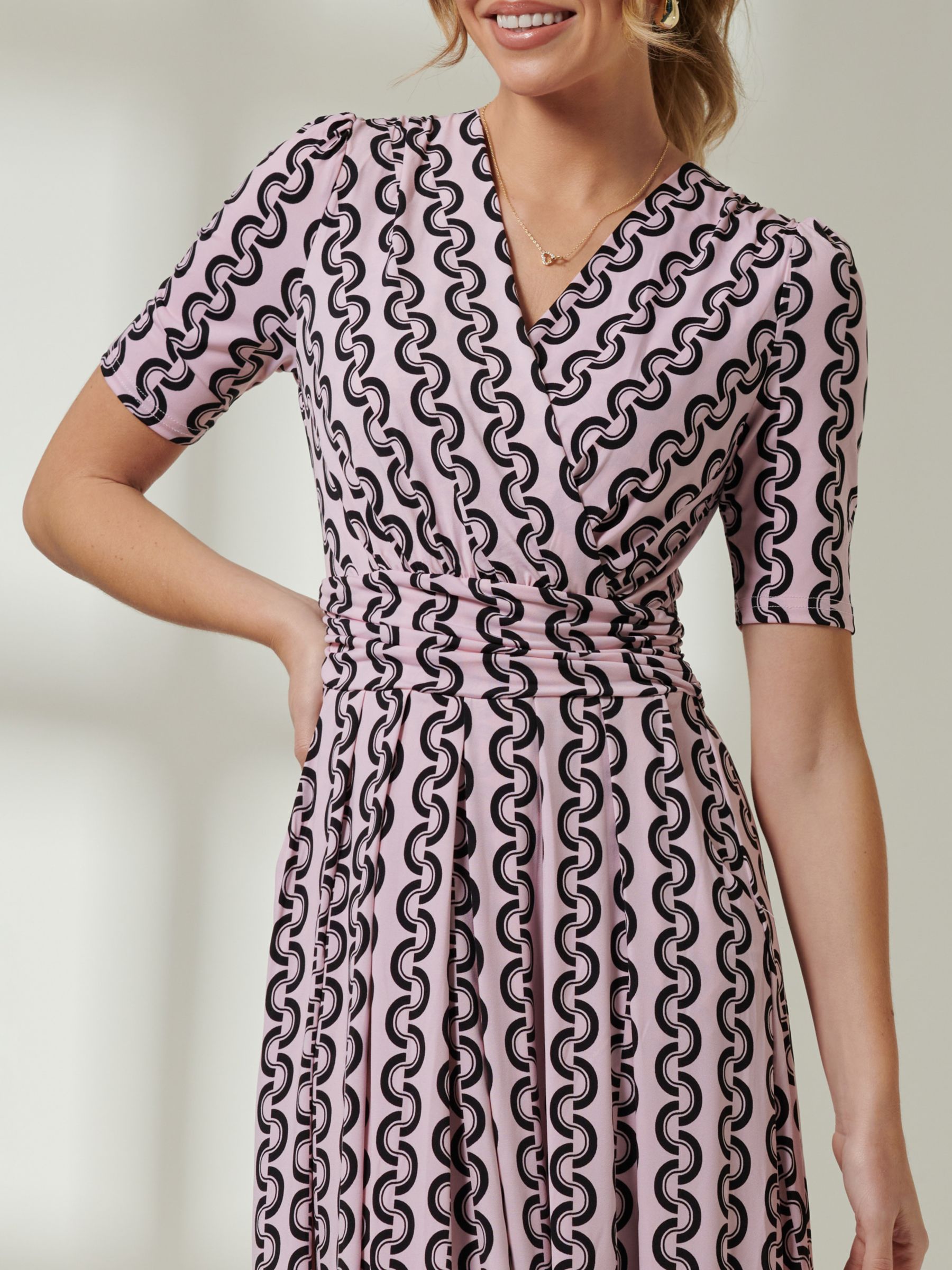 Buy Jolie Moi Molly Geometric Print Jersey Midi Dress, Pink Online at johnlewis.com