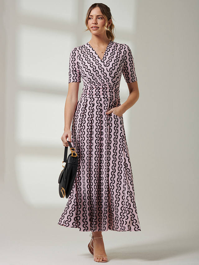 Jolie Moi Molly Geometric Print Jersey Midi Dress, Pink