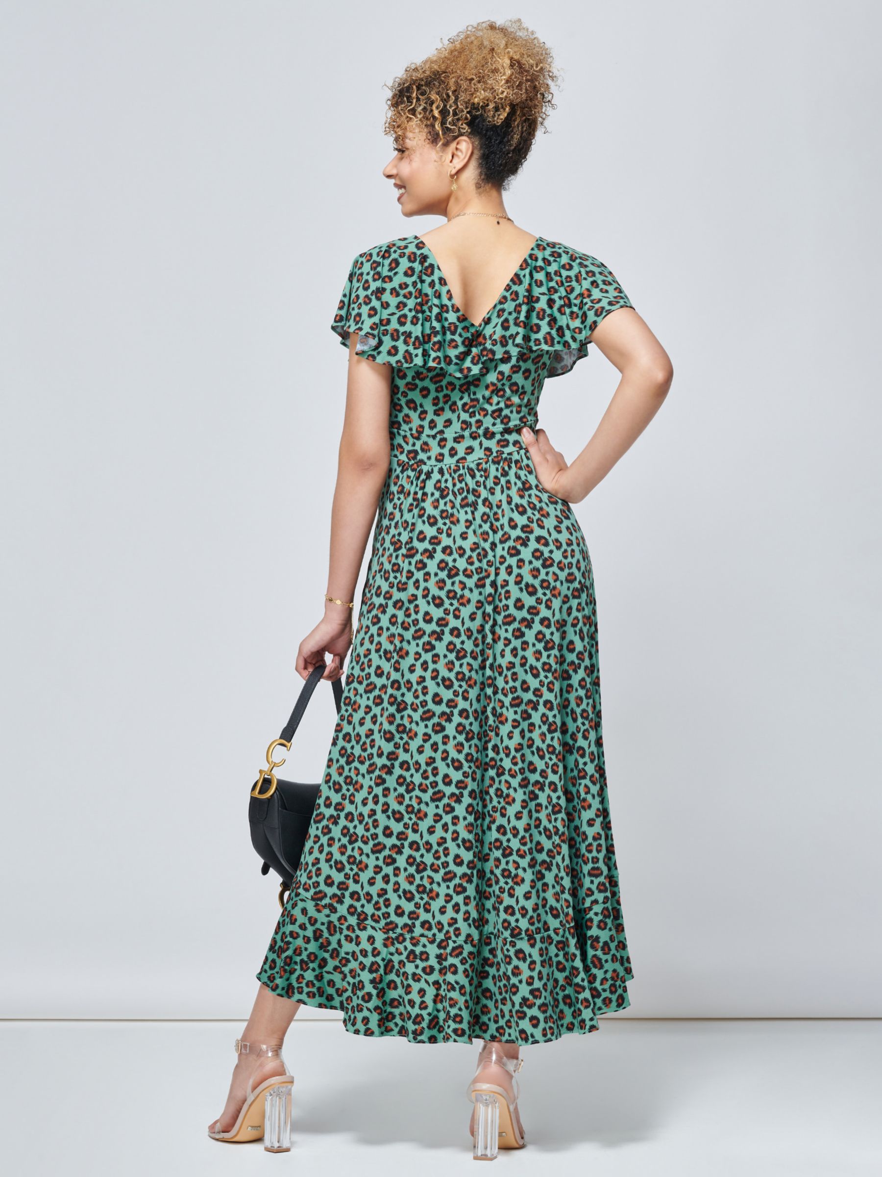 Buy Jolie Moi Luciana Animal Print Dip Hem Dress, Green Online at johnlewis.com
