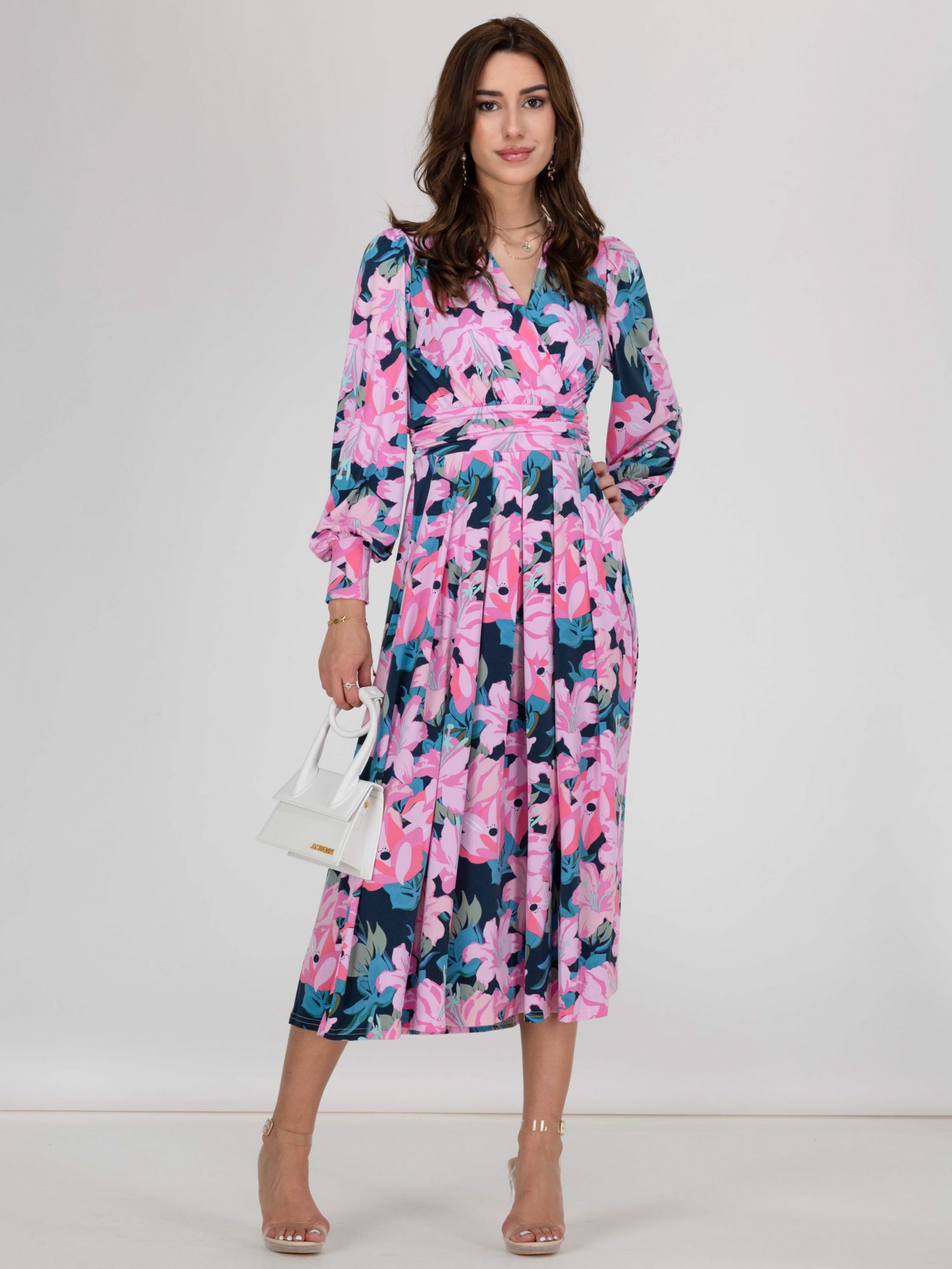 Jolie Moi Allyn Long Sleeve Floral Midi Dress, Multi