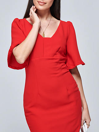 Jolie Moi Beverly Bodycon Flared Sleeve Mini Dress, Red