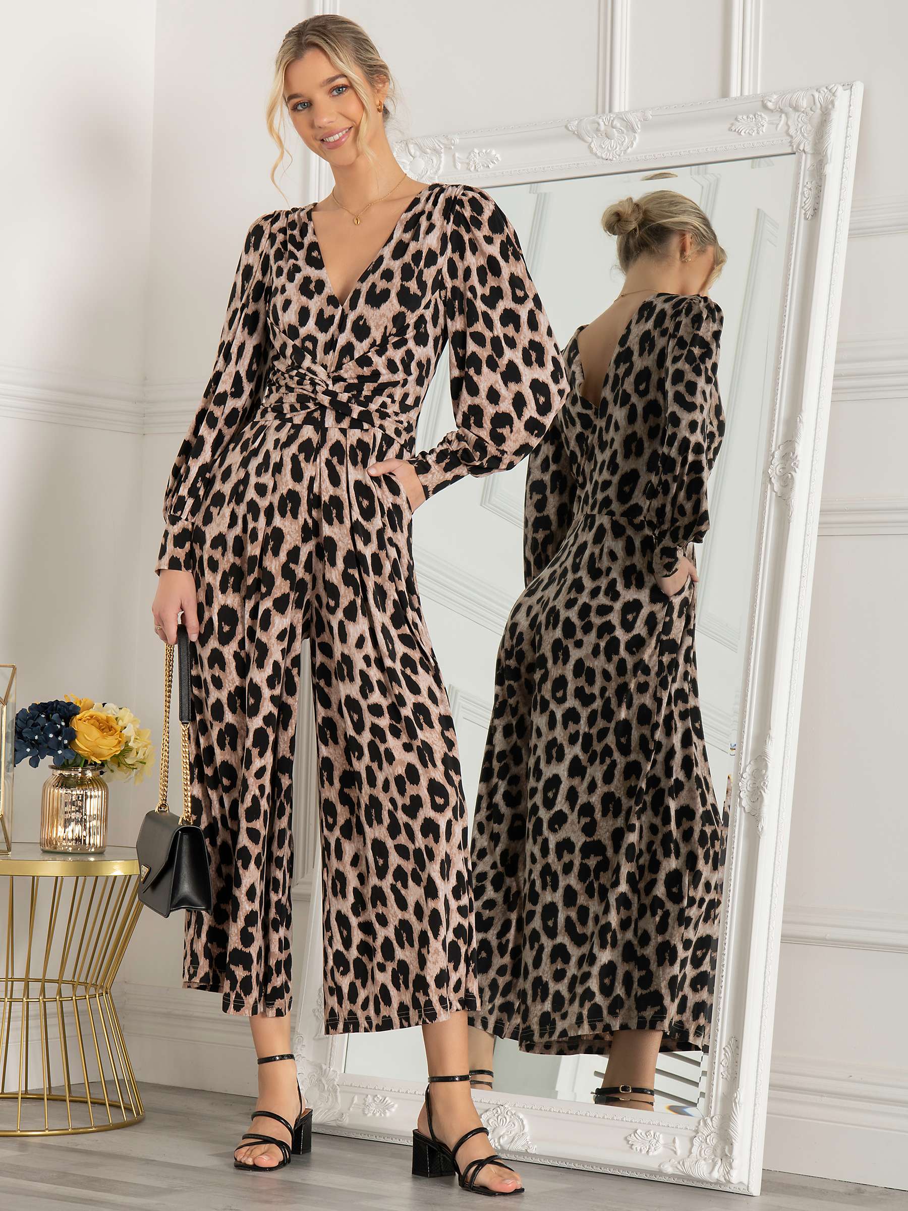 Buy Jolie Moi Kylie Animal Print Wide Leg Jumpsuit, Pink/Neutral Online at johnlewis.com