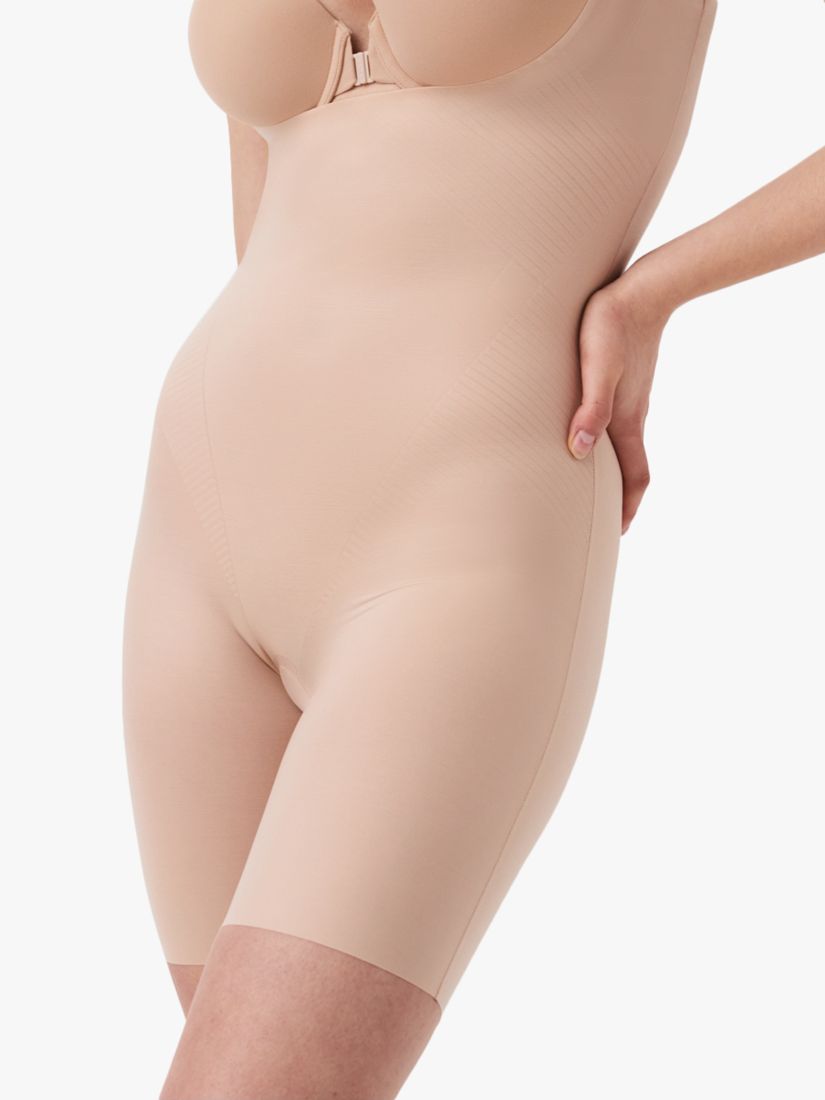 Spanx Slimplicity 991 Open Bust Suit Mid Thigh Bodysuit Nude Shapewear M  for sale online