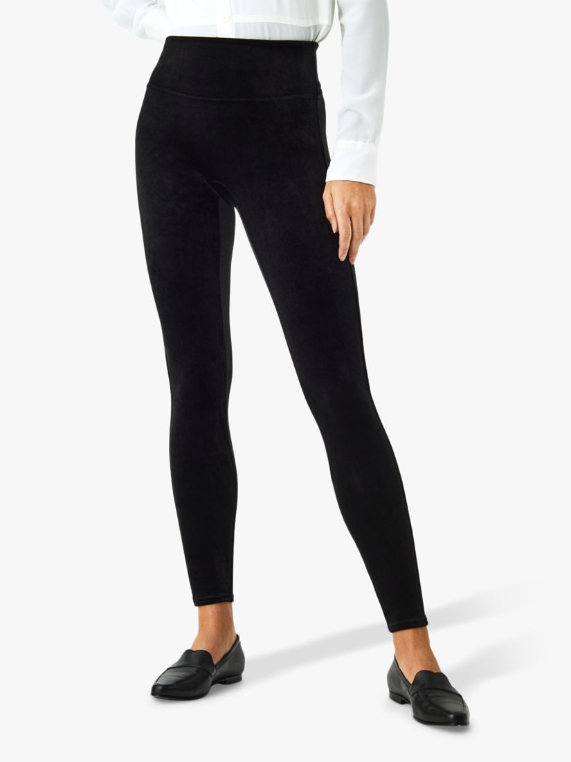 Black High-waisted velvet leggings