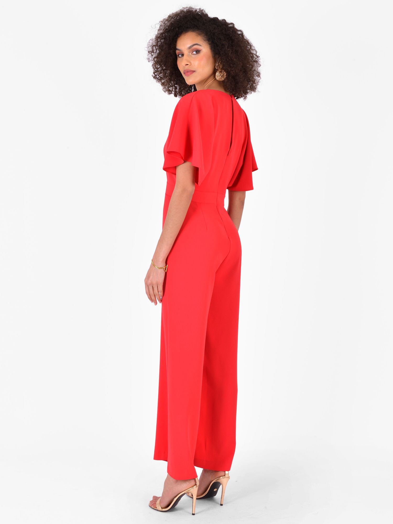 Ro&Zo Flutter Sleeve Jumpsuit, Red at John Lewis & Partners