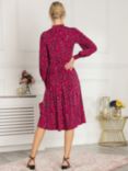 Jolie Moi Vesper Long Sleeve Leopard Midi Dress, Magenta/Multi