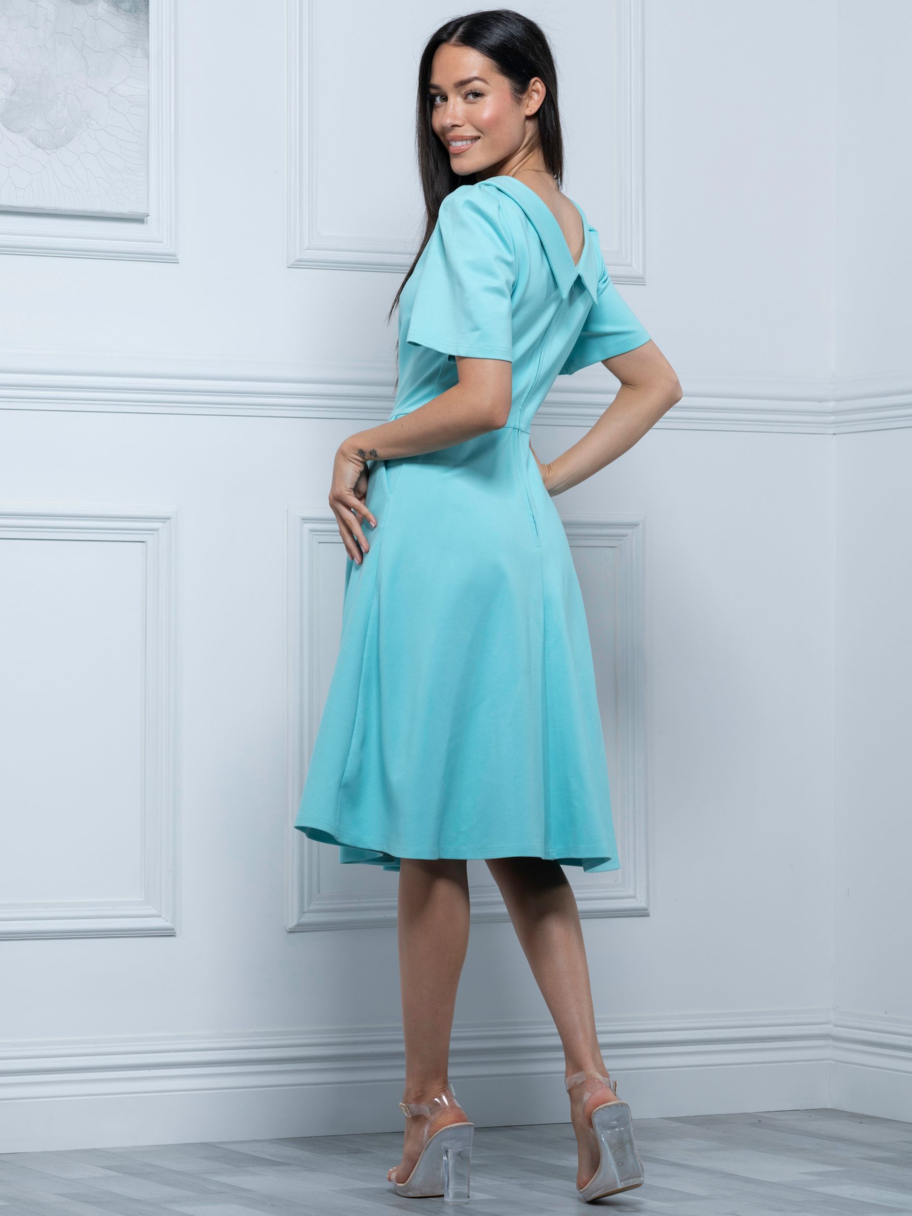 Buy Jolie Moi Debora Button Neck Flared Dress Online at johnlewis.com