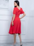 Jolie Moi Debora Button Neck Flared Dress, Scarlet