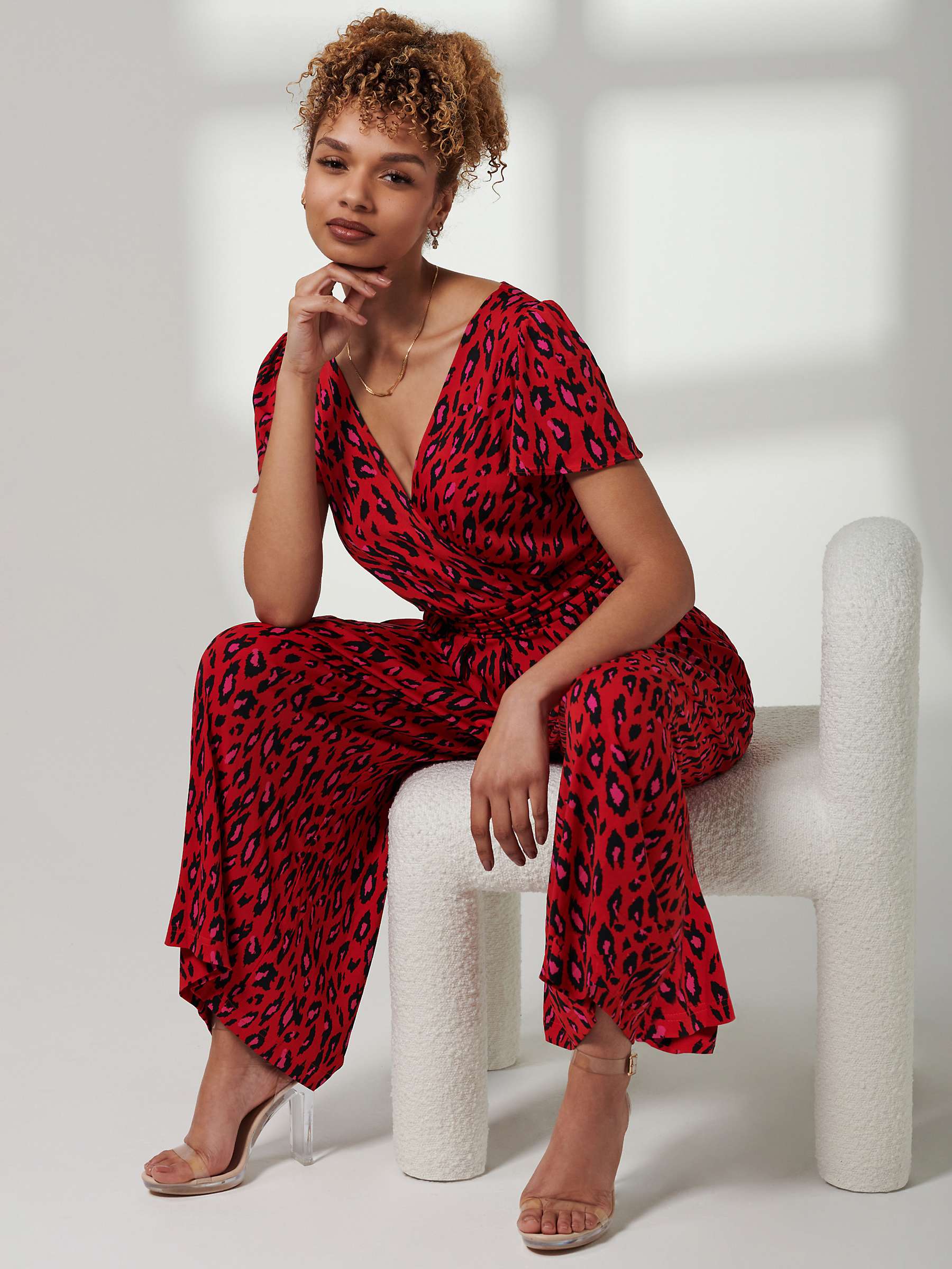 Buy Jolie Moi Sanda Leopard Print Wide Leg Jumpsuit Online at johnlewis.com