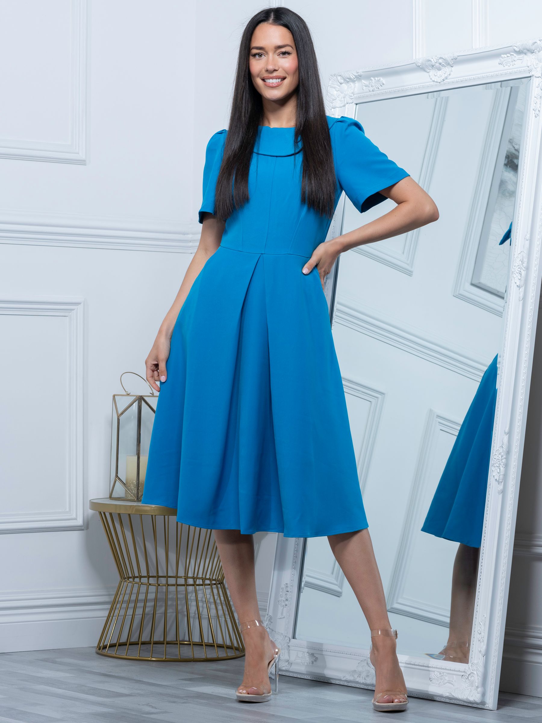 Jolie Moi Deborah Ponte De Roma Dress, Blue, 8