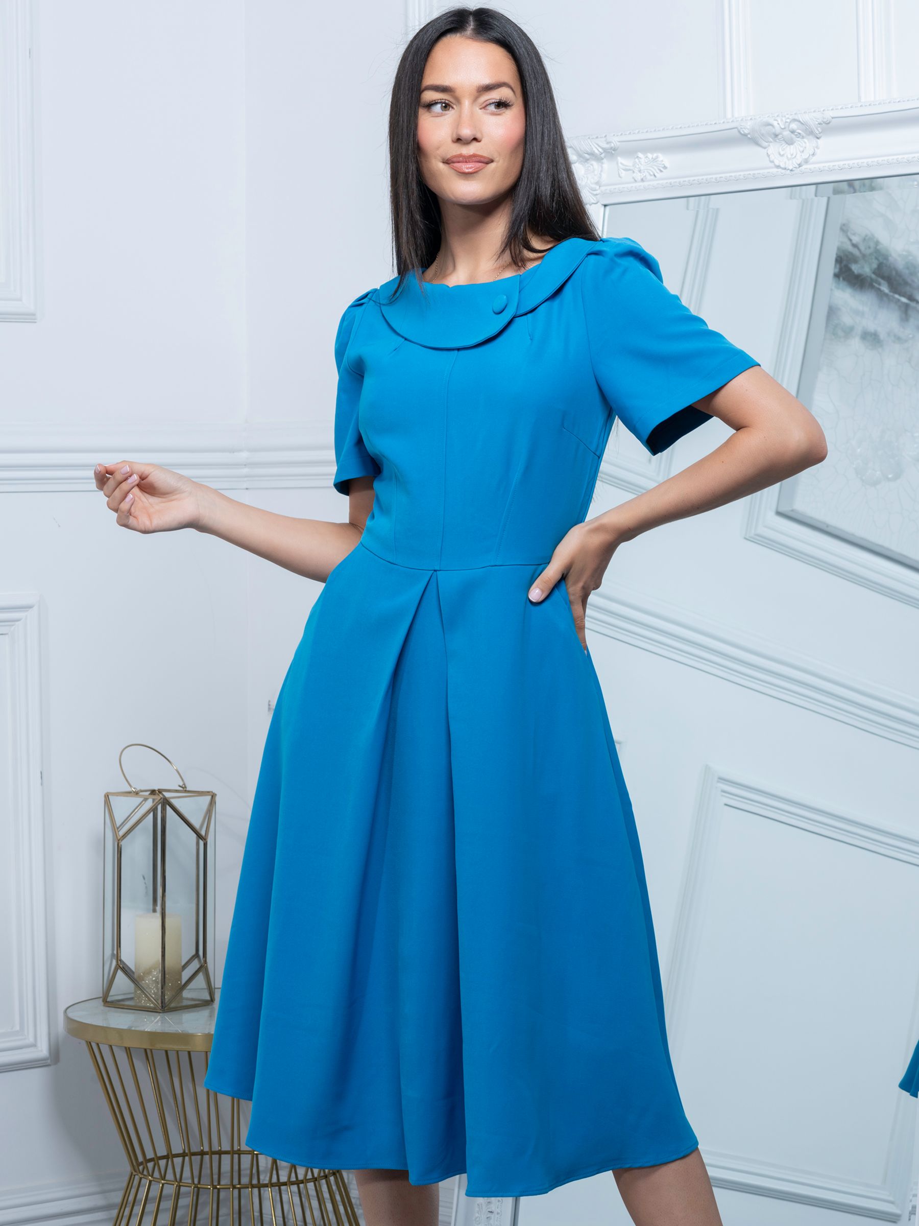 Jolie Moi Deborah Ponte De Roma Dress, Blue at John Lewis & Partners