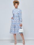 Jolie Moi Vesper Long Sleeve Floral Midi Dress, Blue/Multi