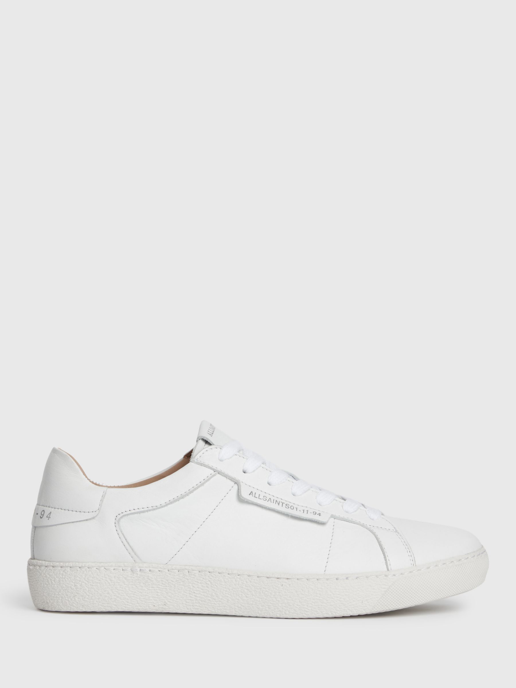AllSaints Sheer Low Leather Trainers, White, White, 6