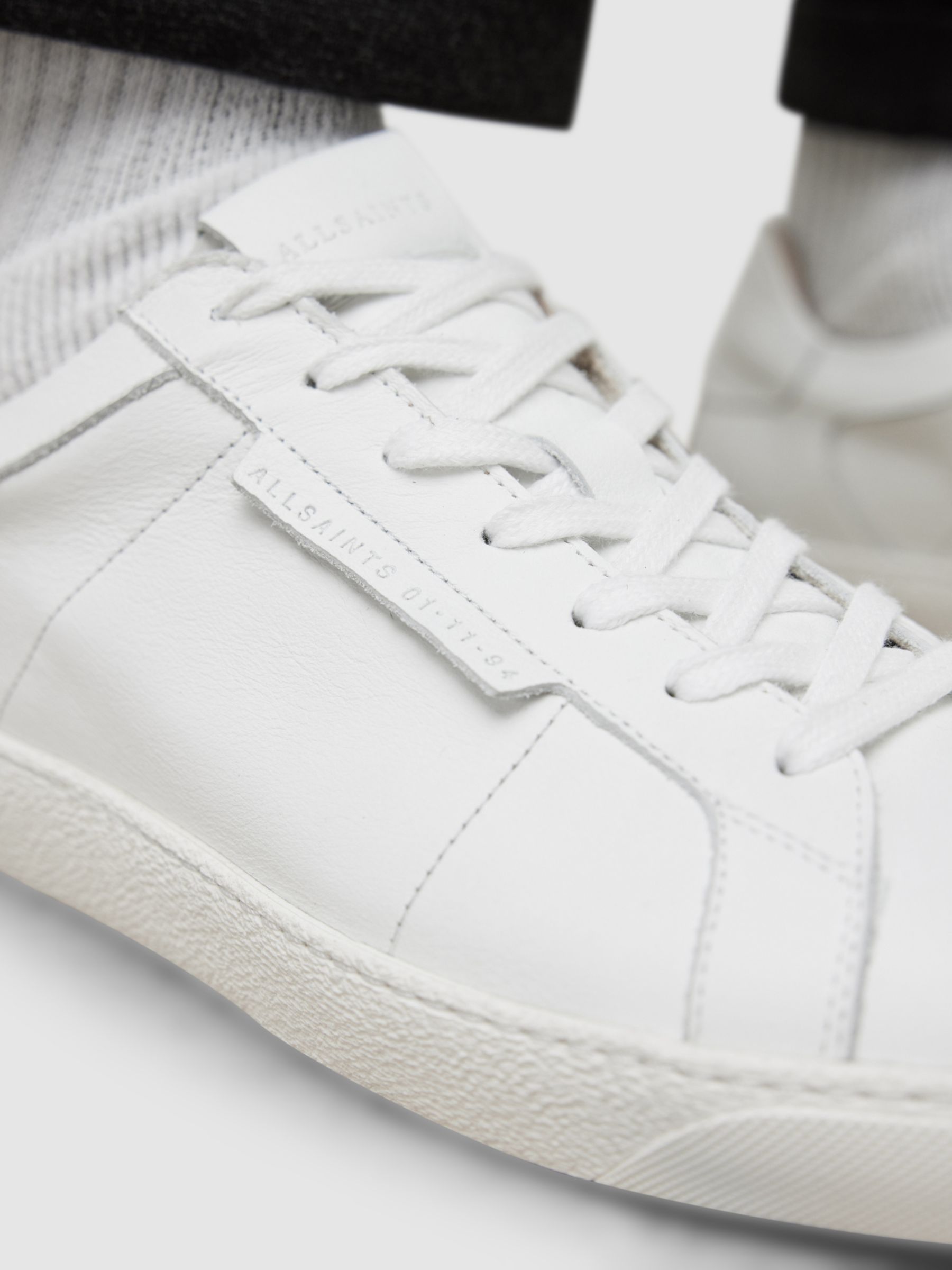 Buy AllSaints Sheer Low Leather Trainers, White Online at johnlewis.com